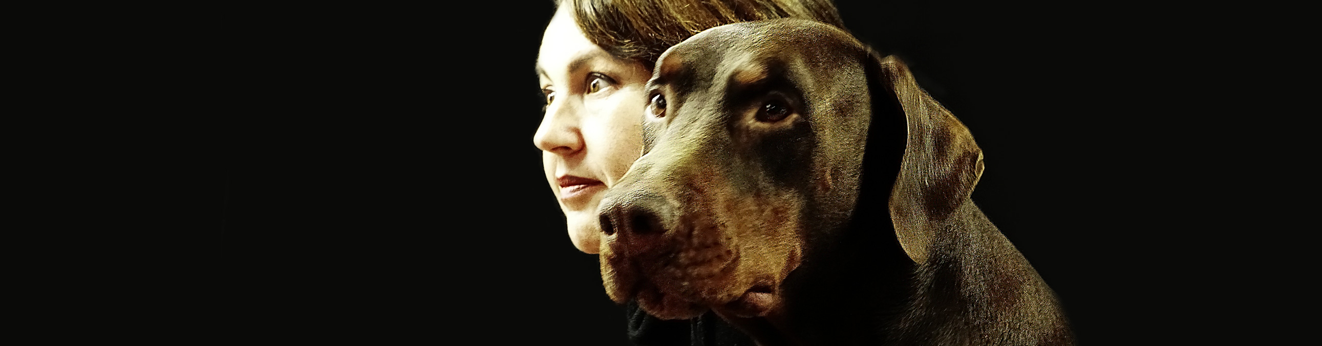 Isabelle Meriot et son chien Dobermann
